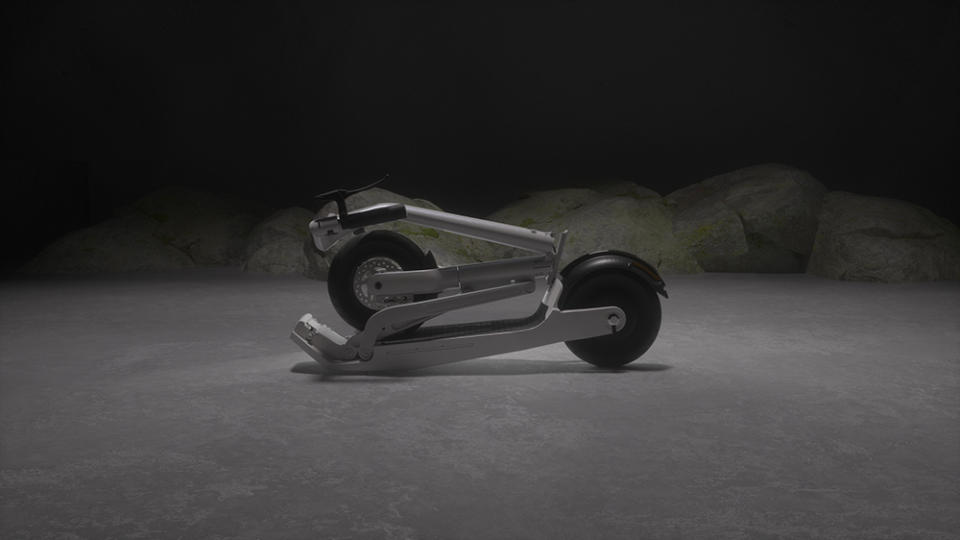 The Lavoie Series 1 e-scooter folded up