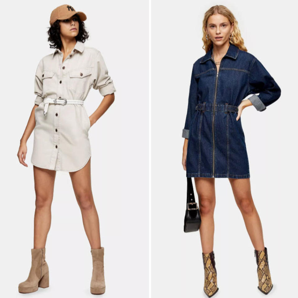 Bei Topshop gibt es aktuell coole Hemdkleider im Sale. (Bilder: Topshop)