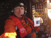 <p>Pilot Andre Borschberg enjoys a snack in the cockpit during part 10 of his epic journey. Here the plane is travelling from San Fransisco to Phoenix. (Solar Impulse/Revillard/Rezo.ch)</p>