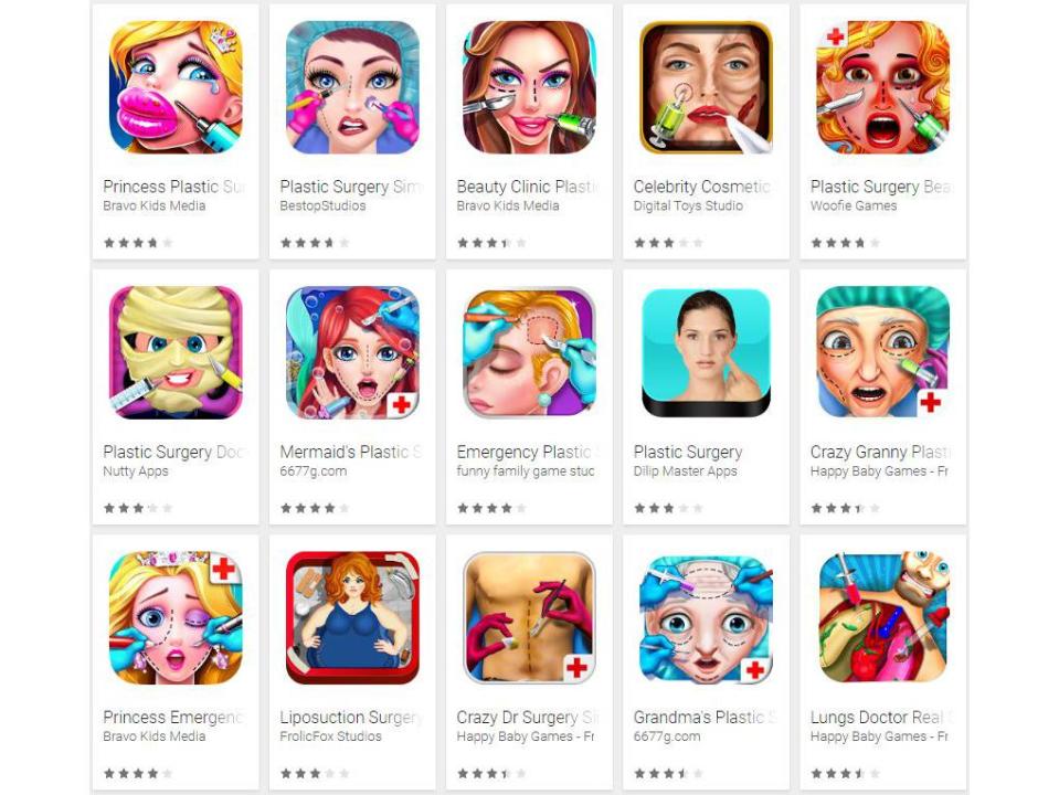 A selection of plastic surgery games available online (Screenshot from Google Play)