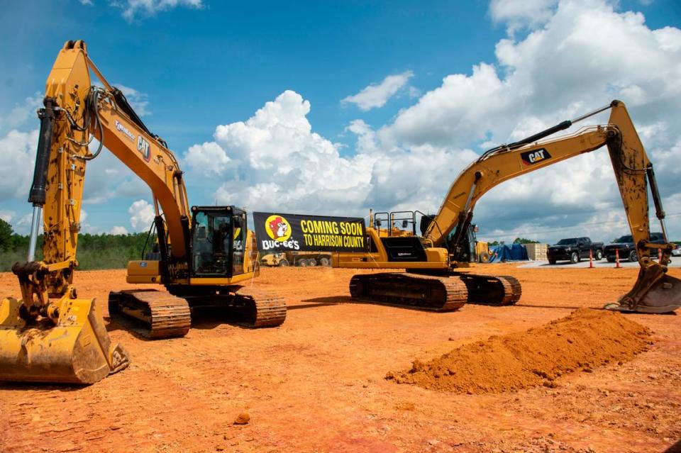 Construction equipment at the site of the future Harrison County Buc-ees after a ground breaking for the travel station on Tuesday, Sept. 12, 2023.