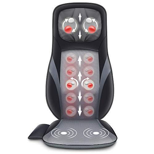 7) SNAILAX Shiatsu Back Massager with Heat -Deep Kneading Massage Chair Pad with Adjustable Intensity, Shiatsu Chair Massager to Relax Full Body Muscle Pain SL234
