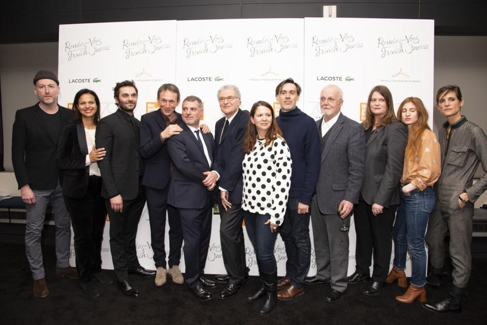 Mikhael Hers, UniFrance’s Isabelle Giordano, Pio Marmai, Philippe Martin, Pierre Salvadori, UniFrance’s Serge Toubiana, Film Society’s Florence Almozini, Emmanuel Mouret, Russell Banks, Sophie Fillieres, Agathe Bonitzer, and Helene Fillieres