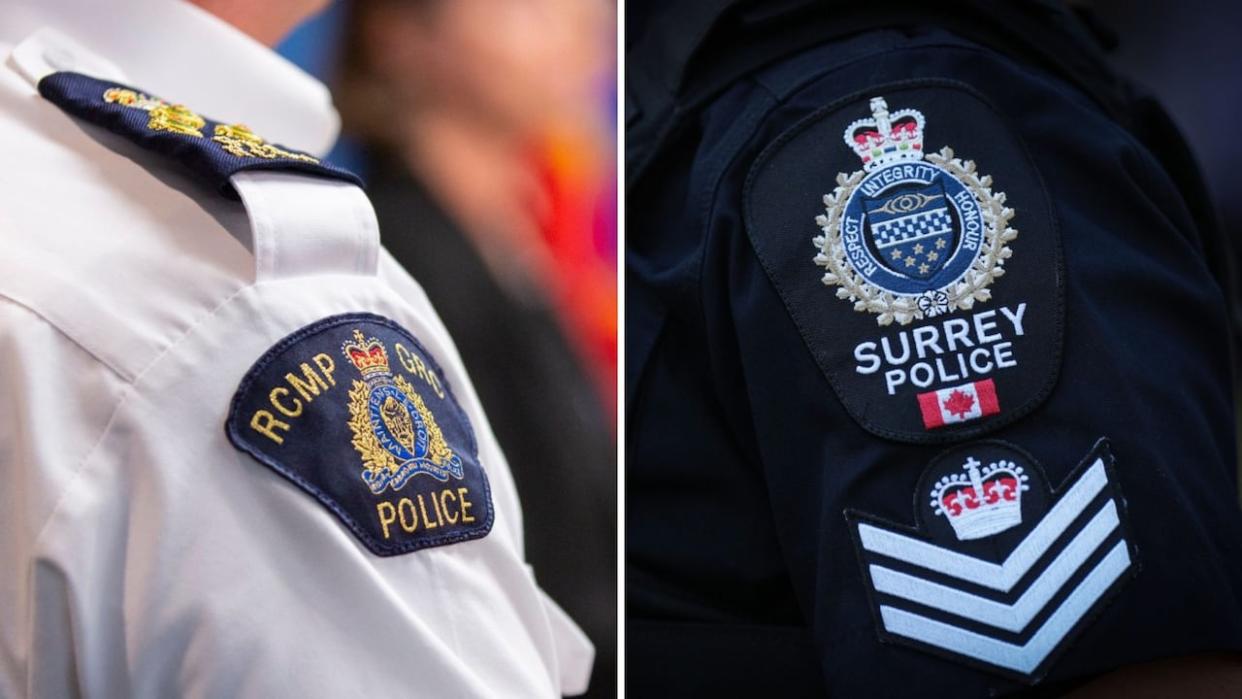 A battle between the province and the City of Surrey over the future of policing in the city will head to B.C. Supreme Court this week. (Ben Nelms/CBC, Darryl Dyck/Canadian Press - image credit)