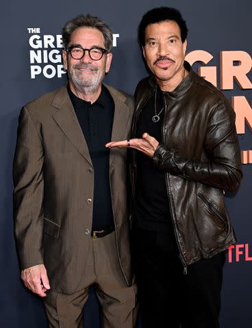 <p>Gilbert Flores/Variety via Getty Images</p> Huey Lewis and Lionel Richie at the premiere of "The Greatest Night In Pop"