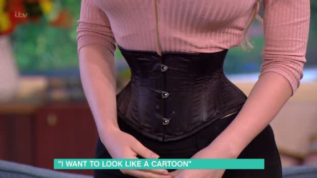 Her 16 inch waist is almost the smallest in the world [Photo: ITV]