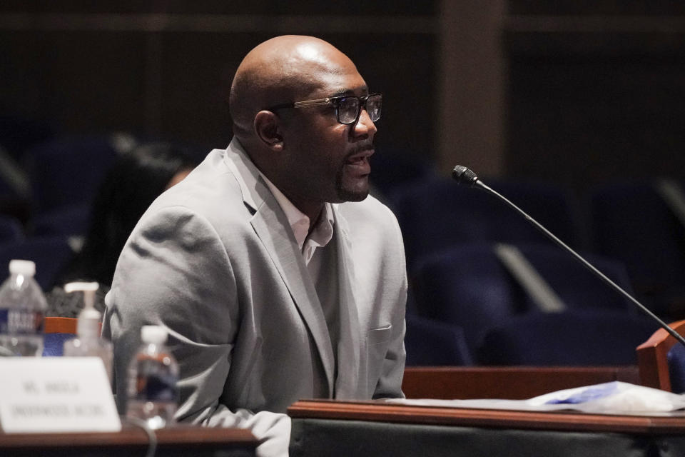 Philonise Floyd, a brother of George Floyd, speaks during a House Judiciary Committee hearing on proposed changes to police practices and accountability on Capitol Hill, Wednesday, June 10, 2020, in Washington. (Greg Nash/Pool via AP)