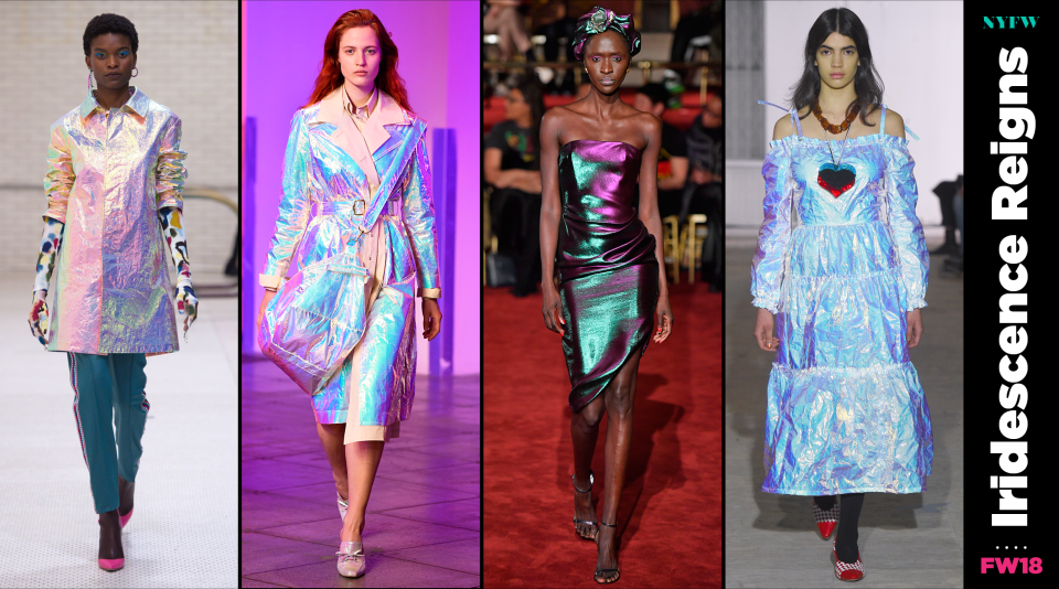 At NYFW, iridescent clothing is a big trend for fall. (Photo: Getty/Art: Quinn Lemmers)