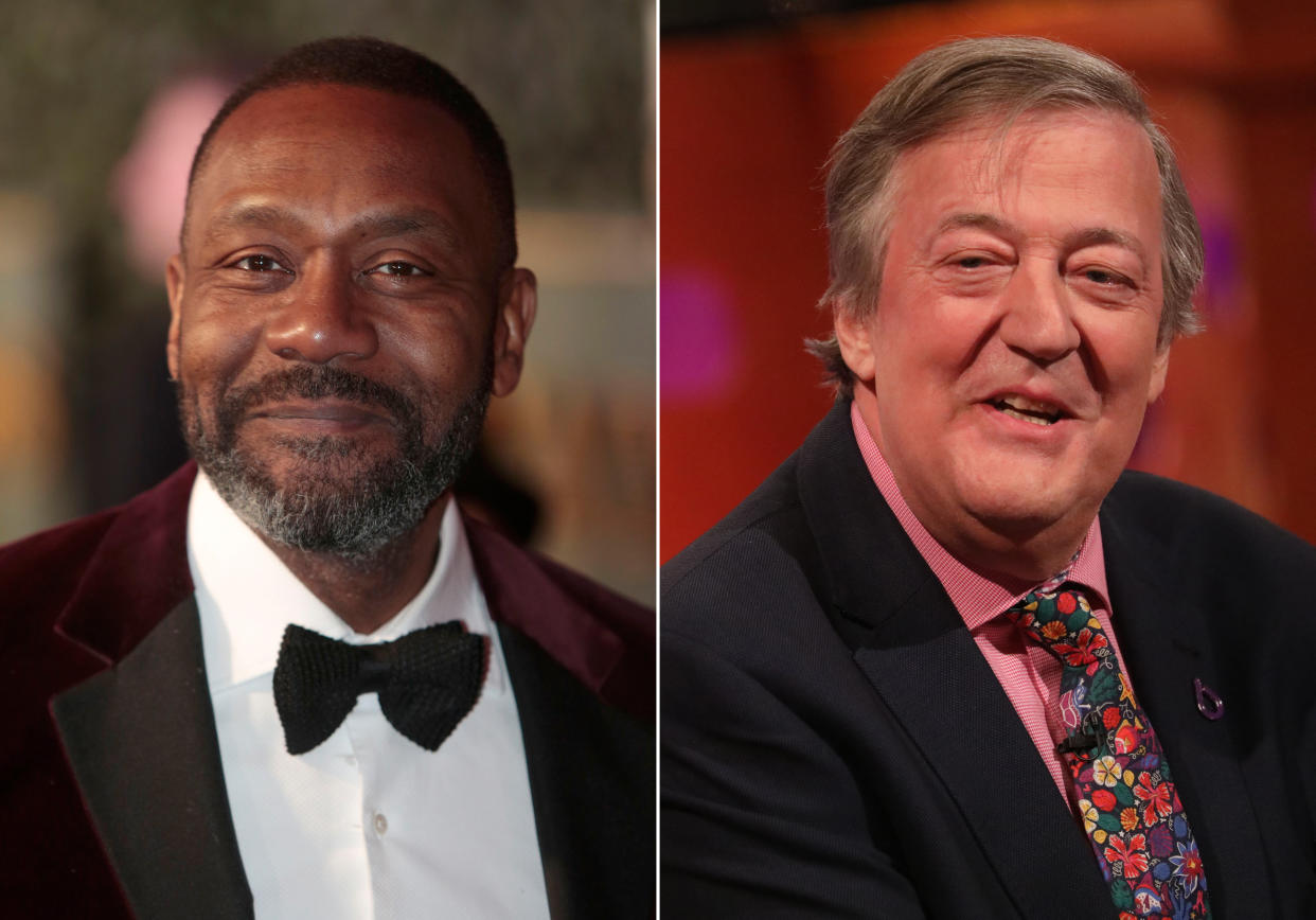 EMBARGOED TO 2200 WEDNESDAY NOVEMBER 20 Undated composite file photos of (left to right) Sir Lenny Henry and Stephen Fry, who will star in "major roles" in the first episode of the new series of Doctor Who.