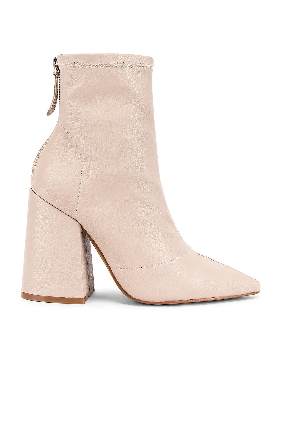 26) Ahnika Leather Bootie in Beige