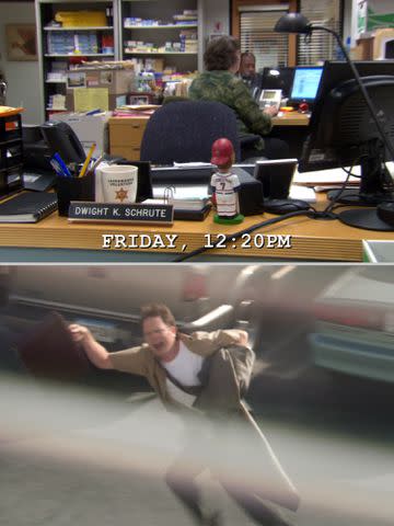 <p>NBC</p> Dwight Schrute's desk on 'The Office'; Rainn Wilson on 'The Office'