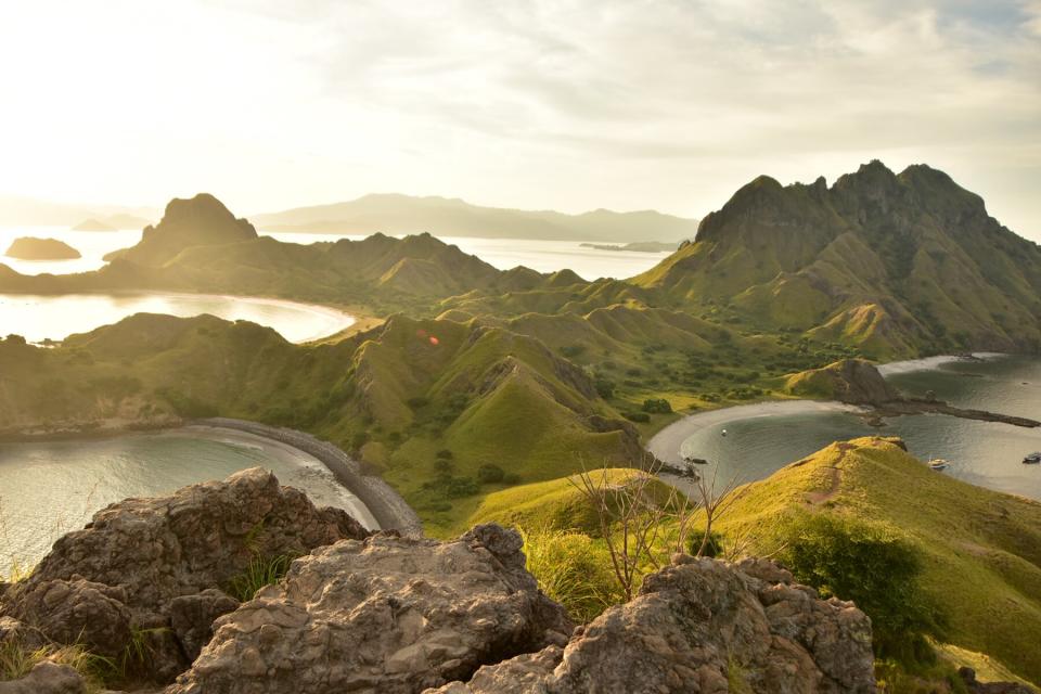 Phinisi yacht, Celestia has ultra luxury modern interiors with views of private islands in Indonesia