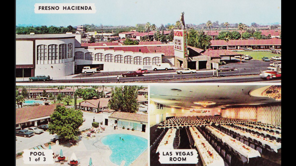 A postcard featuring the Hacienda Motel, once proclaimed the “world’s largest motel.”