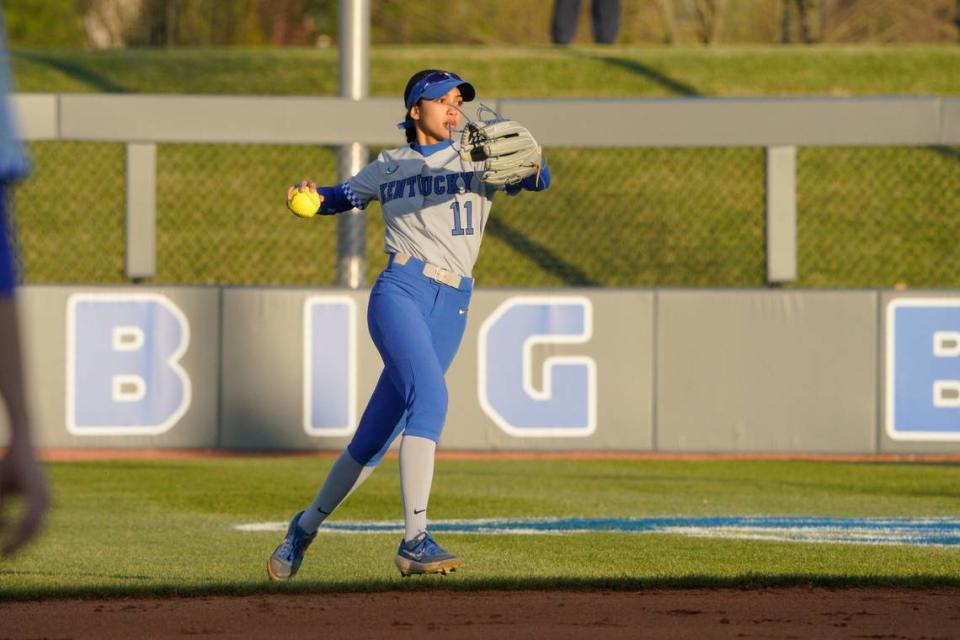 UK center fielder Vanessa Nesby went 2-for-4 with two runs scored during the Wildcats’ win over Louisville.