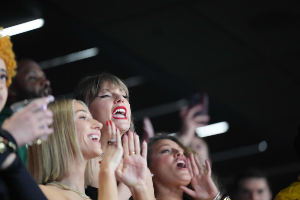 Recording artist Taylor Swift at Super Bowl LVIII between Kansas City Chiefs and San Francisco 49ers at Allegiant Stadium in Paradise, Nevada, on Feb. 11, 2024.