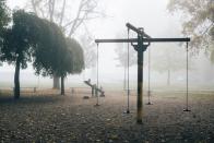 <p>Inside Maple Hill Cemetery, one of Alabama's oldest and largest burial sites, there lies a playground that is popular for both the living and the dead. <a href="https://www.atlasobscura.com/places/dead-children-s-playground-2" rel="nofollow noopener" target="_blank" data-ylk="slk:According to Huntsville locals;elm:context_link;itc:0;sec:content-canvas" class="link ">According to Huntsville locals</a>, swings are often swaying by themselves and apparitions of little children have been spotted on the playground late at night. </p>