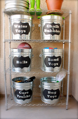 Labeled Buckets for Outdoor Items