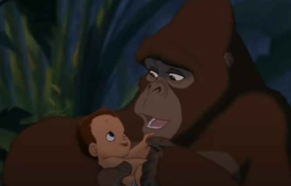 the momma ape and baby tarzan