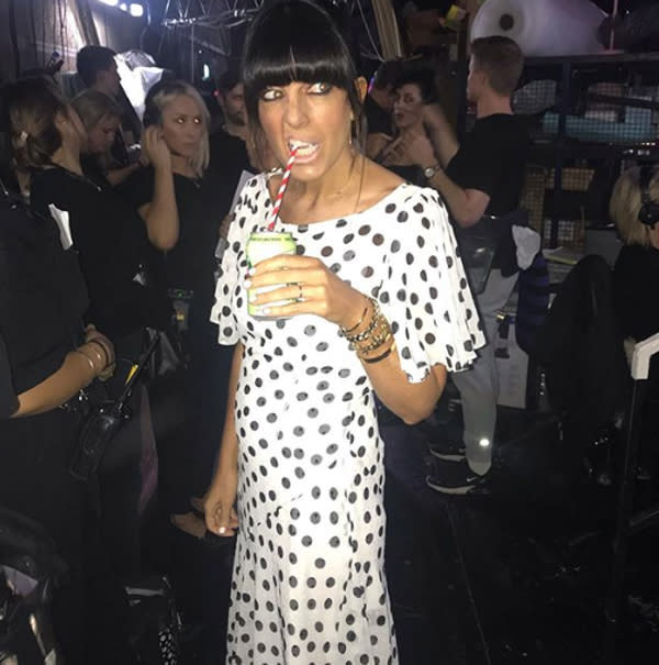 claudia-winkleman-polka-dot-dress