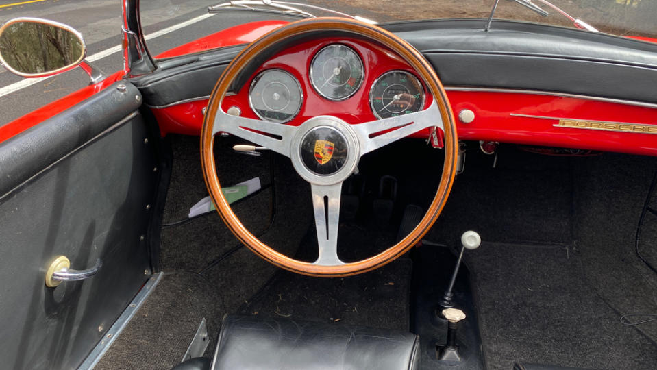 A thin-rimmed Nardi steering wheel fronts the car’s three round dials that house the oil-temperature and tank-capacity displays, the tachometer, the speedometer, odometer and trip odometer. - Credit: Photo: Courtesy of Porsche AG.