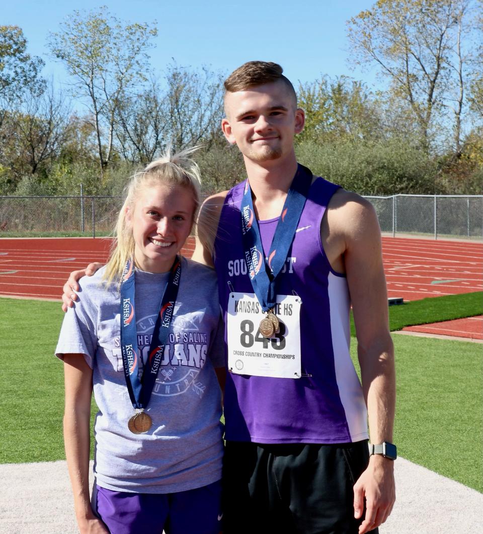 Southeast of Saline's Jentrie Alderson and Dylan Sprecker swept the individual championships in the Class 3A state championships held in Wamego on Oct. 30.