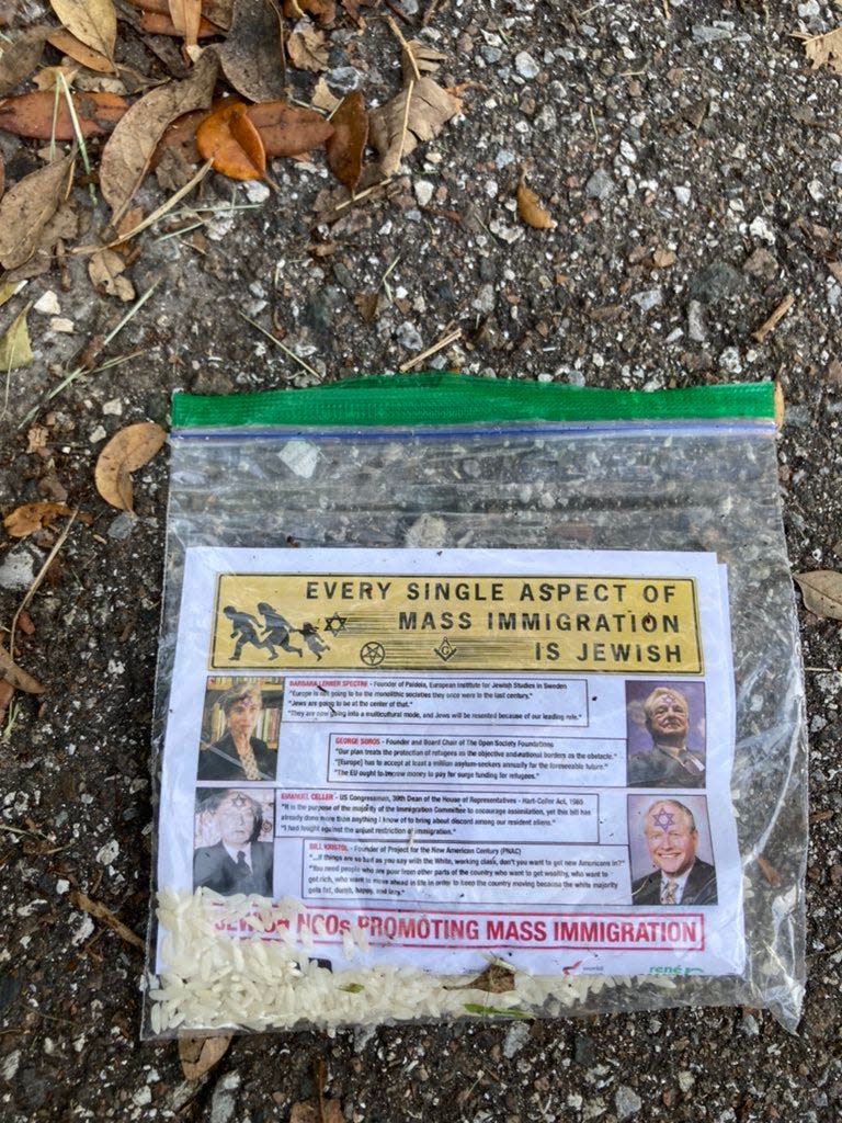 Holly Bullard tweeted Tuesday morning that she found several hateful flyers posted around her neighborhood in Vamo, Sarasota County.