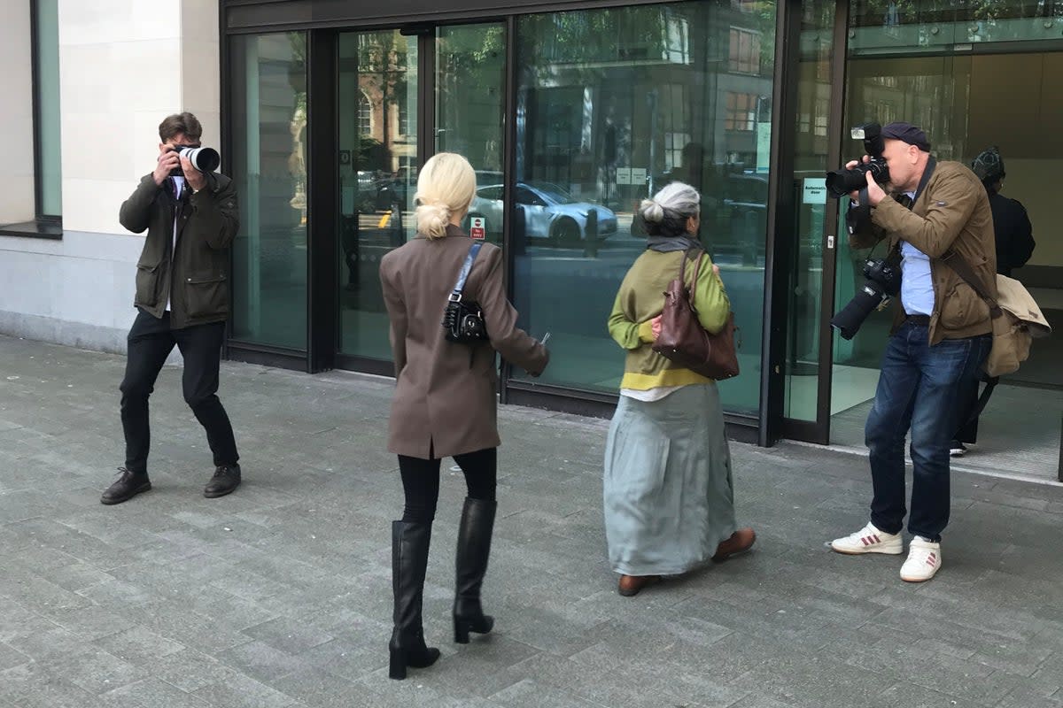 Orla Sloan was photographed as she arrived at Westminster magistrates court to face charges of stalking and harassing Chelsea footballers (ES/kirk)