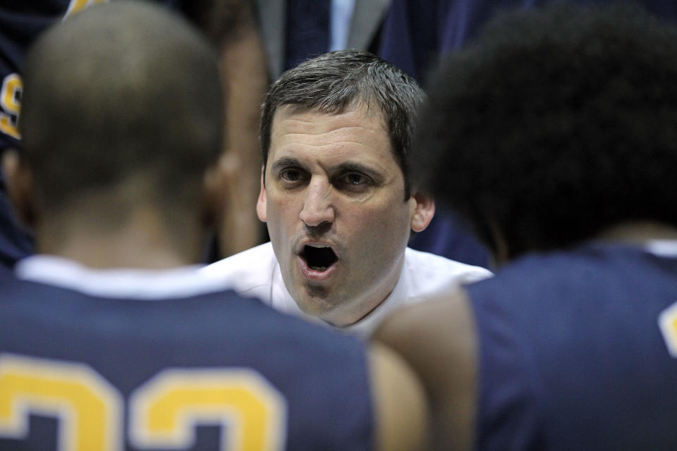 MOREHEAD, KY - JANUARY 18: Steve Prohm the head coach of the Murray State Racers gives instructions to his team during the OVC game against the Morehead State Eagles at Johnson Arena on January 18, 2012 in Morehead, Kentucky. (Photo by Andy Lyons/Getty Images)