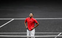 Tennis - Laver Cup - 1st Day - Prague, Czech Republic - September 22, 2017 - Nick Kyrgios of team World reacts during the doubles match. REUTERS/David W Cerny