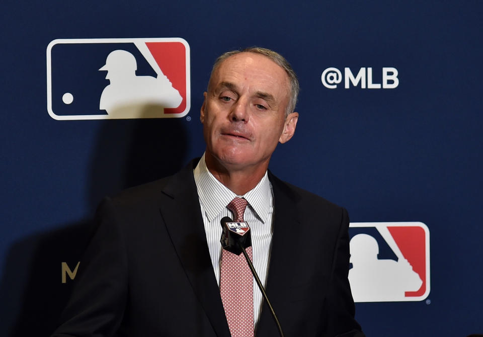 Rob Manfred admits that balls this year are different. (Reuters)