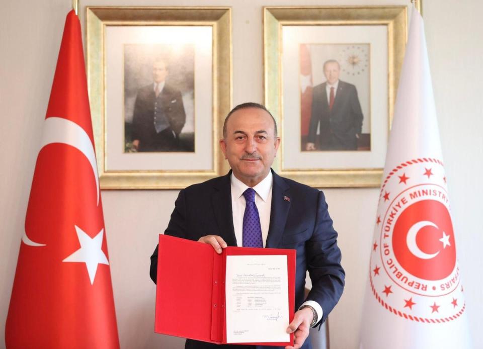 土耳其外交部長卡夫索格魯（Mevlut Cavusoglu）向聯合國致信提出正名「Türkiye」要求。（翻攝自卡夫索格魯推特）