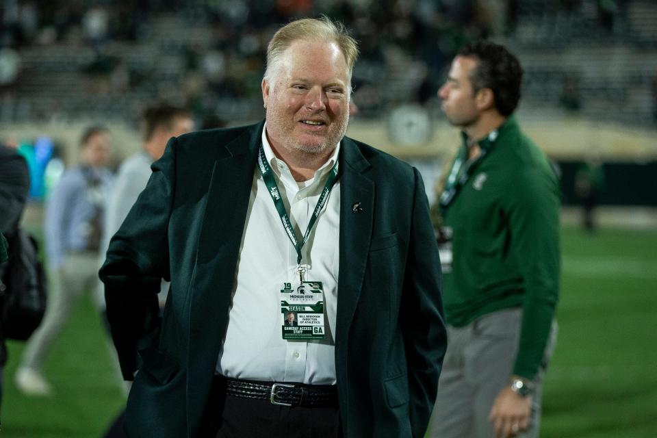 Michigan State athletic director Bill Beekman on the field at Spartan Stadium, after the Spartans' 51-17 win over Western Michigan, Saturday, September 7, 2019.