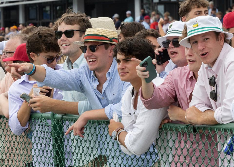 Fans cheer on the favorite horse and rider in Race 6 and jeer horses the don't. Haskell Day at Monmouth Park in Oceanport, NJ on July 20, 2024.