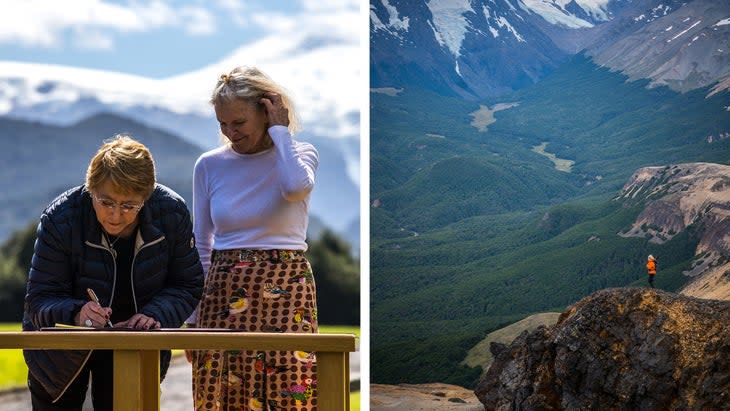 With former Chilean president Michelle Bachelet signing the Historic National Park Pledge; the wild beauty of Patagonia