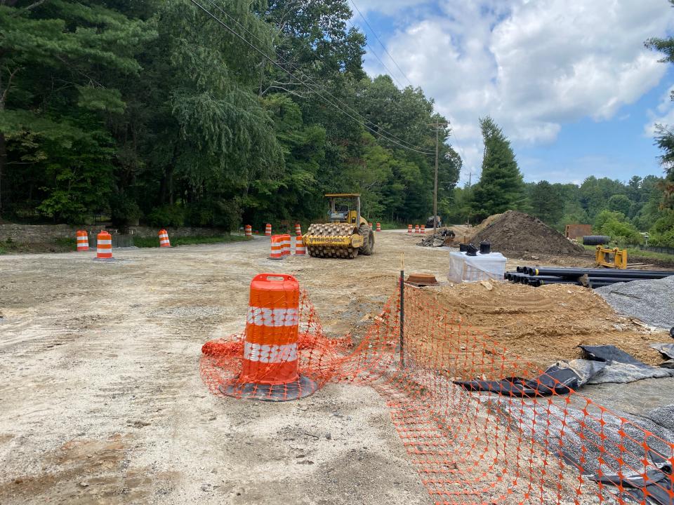 Contruction continues on the North Highland Lake Road project in Flat Rock, as seen near the entrance of Hendersonville Dermatology.