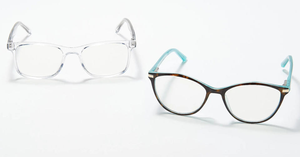 Prive Revaux Dynamic Duo Blue Light Readers in Clear/Blue Tort. (Photo: QVC)