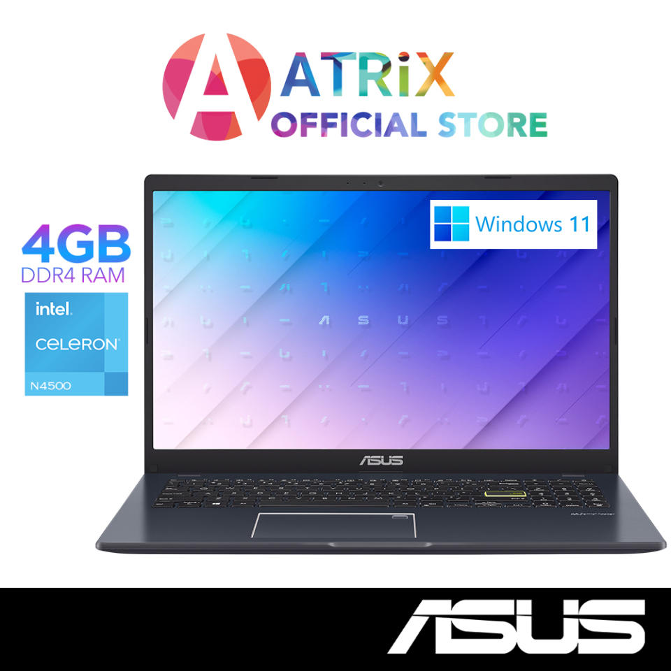 ASUS Vivobook 15 E510KA-BR123WS | 15.6inch HD | Intel Celeron 4500 | Win11 | 4GB DDR4 RAM | 128GB eMMC | 1 Yr ASUS Warranty. (Photo: Lazada SG)