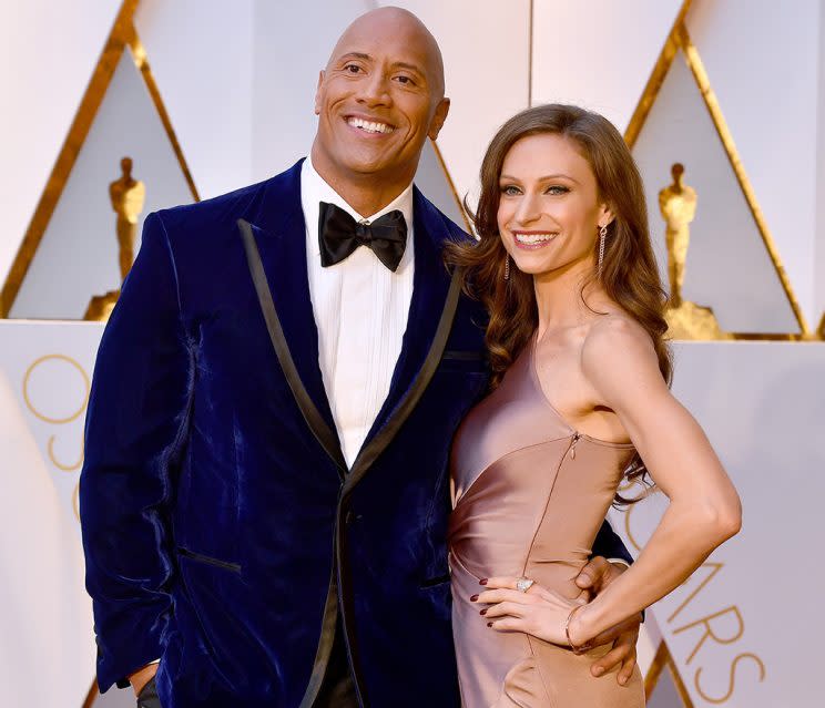Dwayne Johnson, and Lauren Hashian attend the 89th Annual Academy Awards