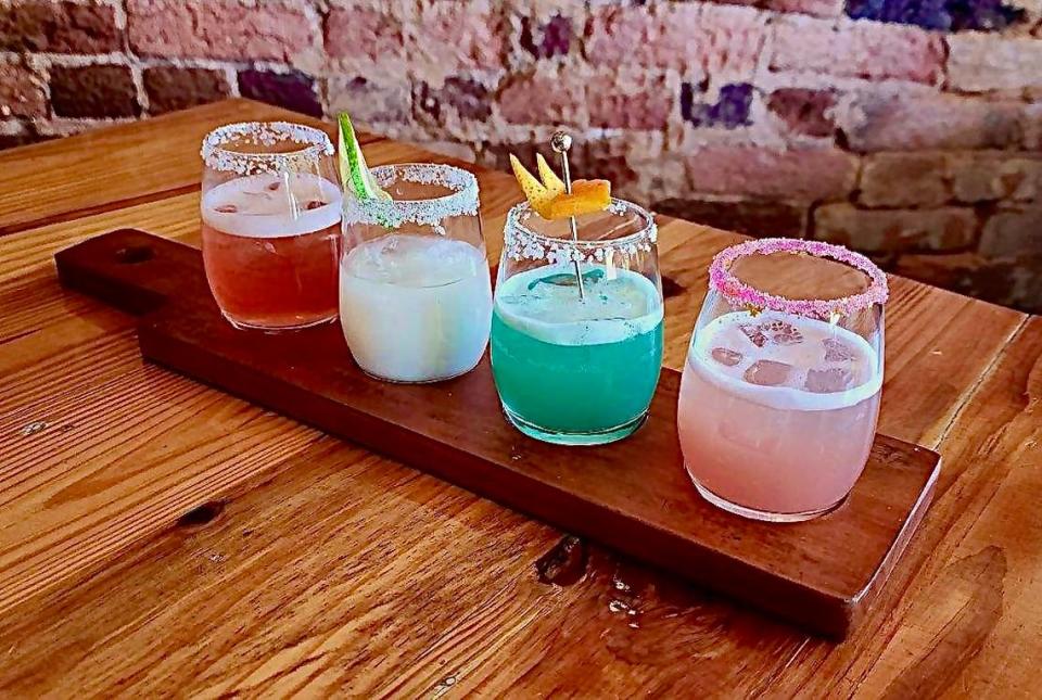 Grits Cafe in Forsyth, Georgia is offering a fruity (and beautiful) margarita flight for Forsyth Taco Week 2024. Forsyth-Monroe Chamber Facebook