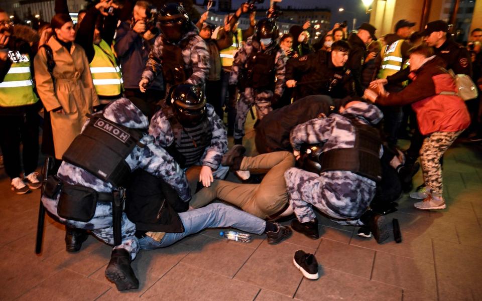 There have been a number of protests, like this one in Moscow, since Vladimir Putin announced his partial mobilisation policy - AFP/ALEXANDER NEMENOV 