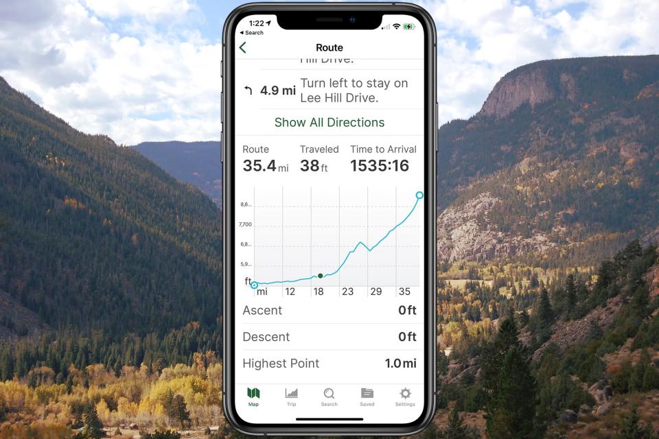 elevation profile on iPhone