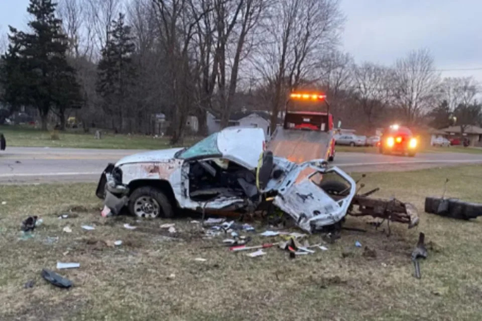 A murder suspect crashed a car in Genesee County, Michigan early on Tuesday morning (Genesee County Sheriff's Office)