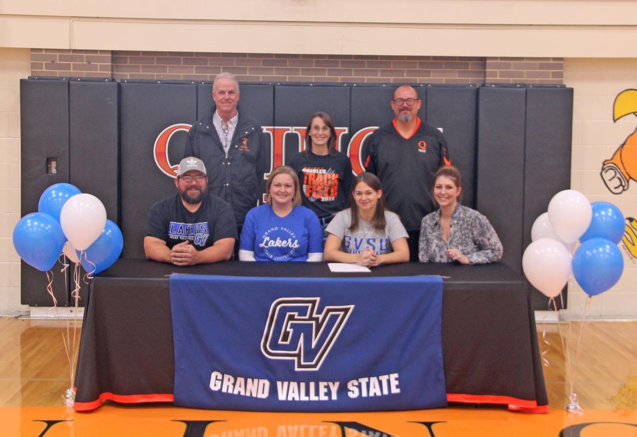 Quincy's Sophia Snellenberger recently signed her letter of intent to throw for Grand Valley State University Track and Field