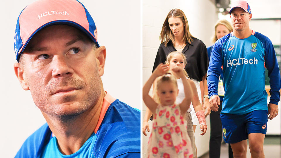 David Warner, pictured here with his family.