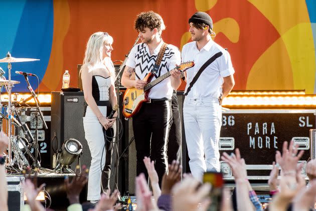 Williams, Zac Farro and Taylor York of Paramore perform on ABC's 