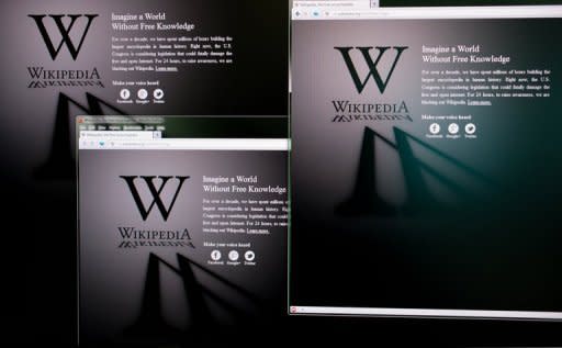 The Russian-language Wikipedia website shut down Tuesday and symbolically blacked out its logo in protest at a bill that would allow the state to block access to blacklisted websites