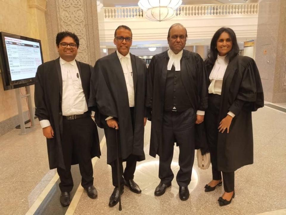 (From left) Pramod Nambiar, Francis Pereira, Datuk Cyrus Das and Sharmini Thiruchelvam are the lawyers who represented the child B in his bid for Malaysian citizenship. — Picture courtesy of Francis Pereira