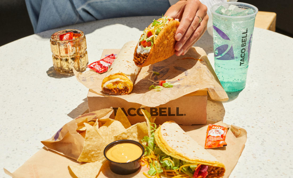 Taco Bell's $7 Luxe Cravings Box is shown.