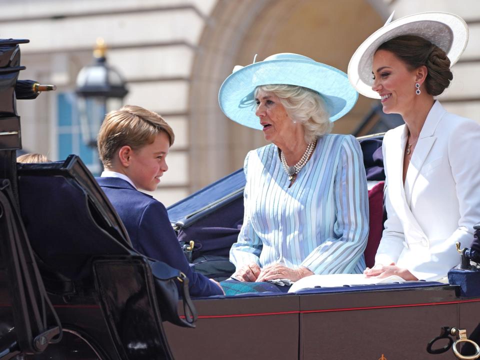 Prince George with his mother and Camilla (PA)