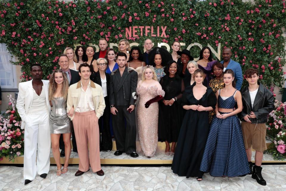 The cast and crew of ‘Bridgerton’ attend the show’s London premiere (Bridgerton castGetty Images)